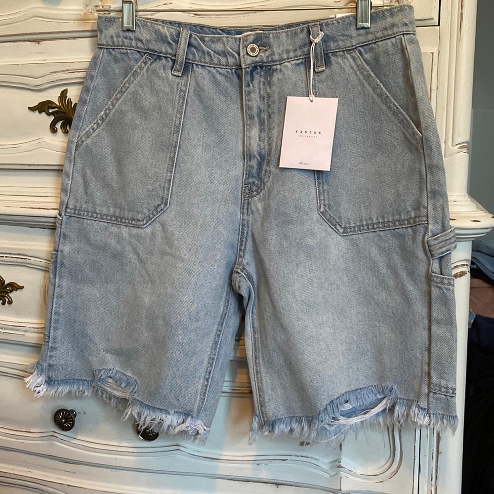 Kancan high rise carpenter Bermuda shorts.